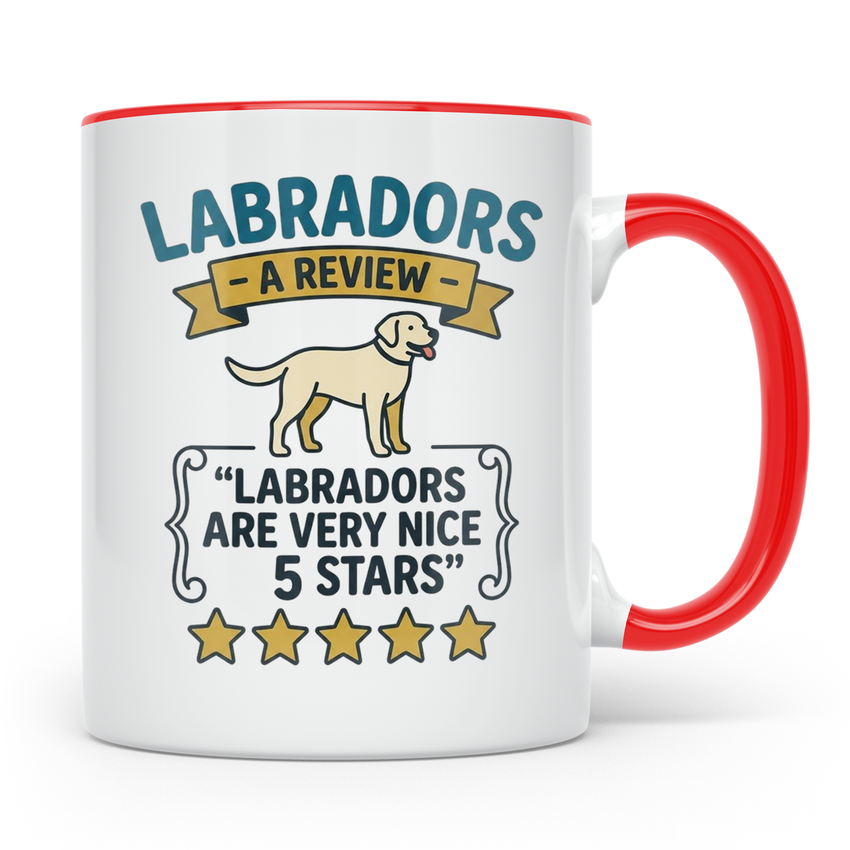 Labrador Tasse 5 Sterne Bewertung, lustiger Spruch für Hunde – Rot [farbe:rot]