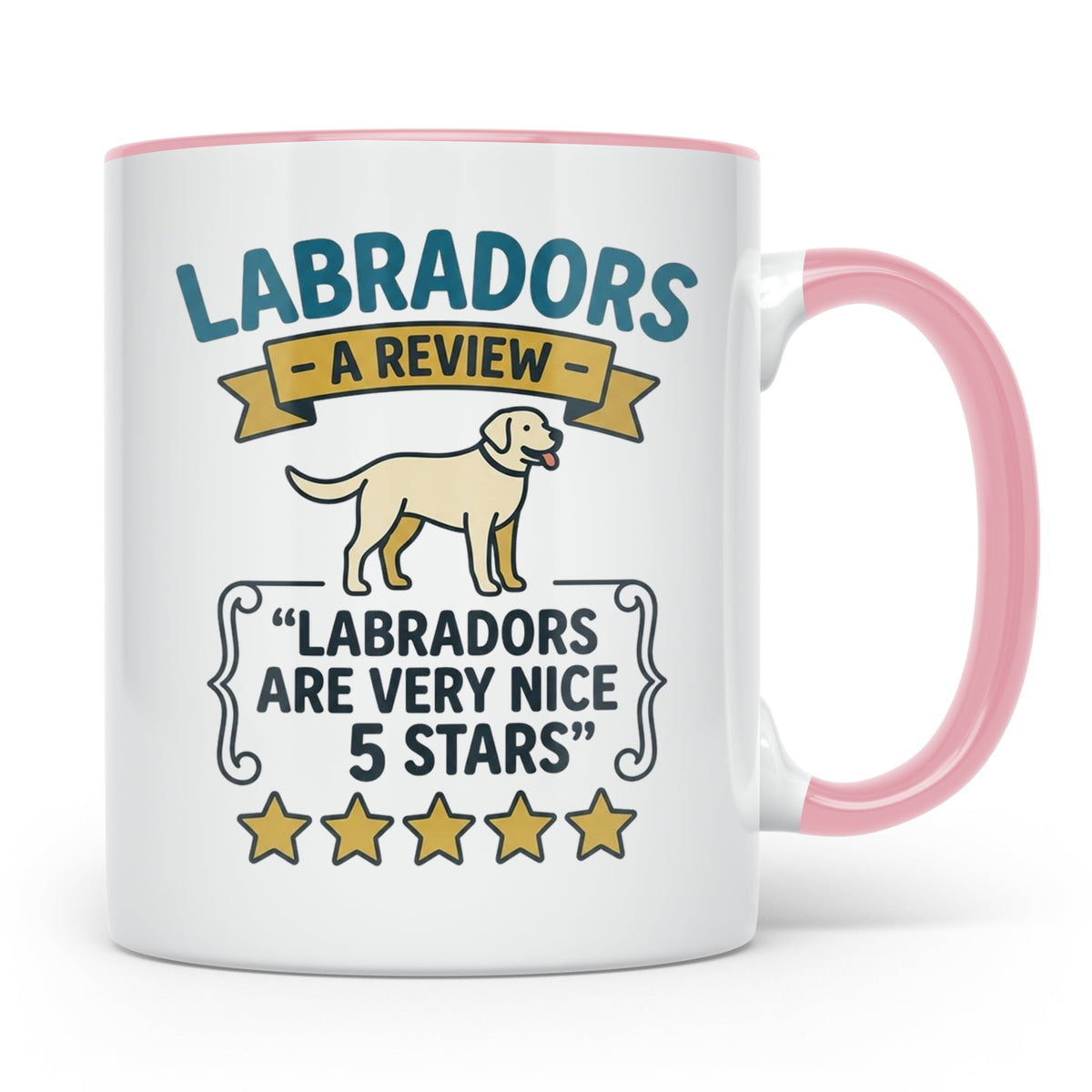 Labrador Tasse 5 Sterne Bewertung, lustiger Spruch für Hunde – Rosa [farbe:rosa]