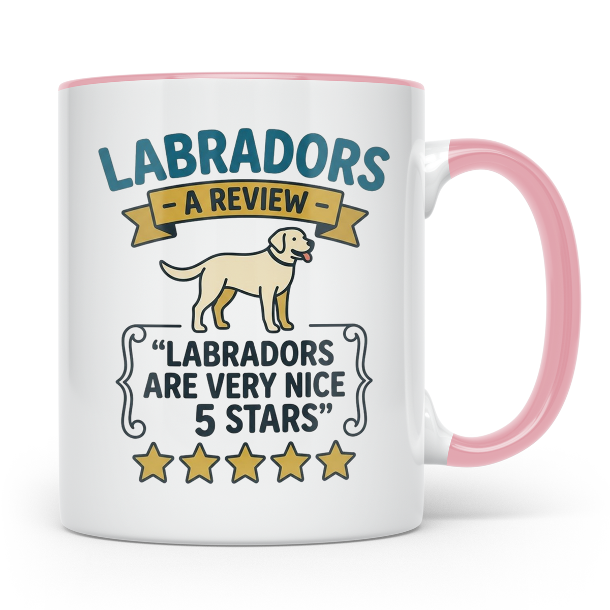 Labrador Tasse 5 Sterne Bewertung, lustiger Spruch für Hunde – Rosa [farbe:rosa]