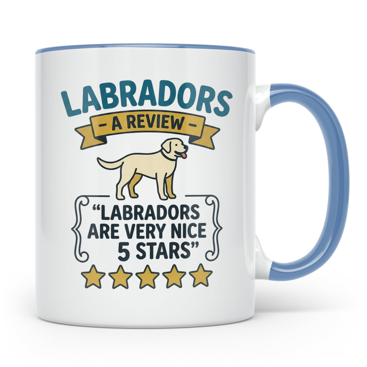 Labrador Tasse 5 Sterne Bewertung, lustiger Spruch für Hunde – Blau [farbe:blau]