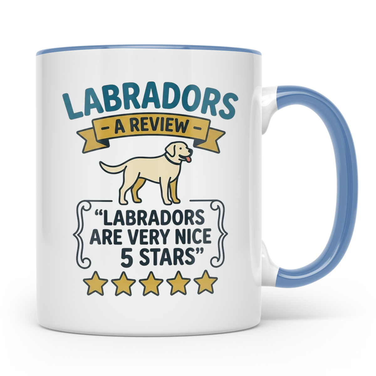 Labrador Tasse 5 Sterne Bewertung, lustiger Spruch für Hunde – Blau [farbe:blau]