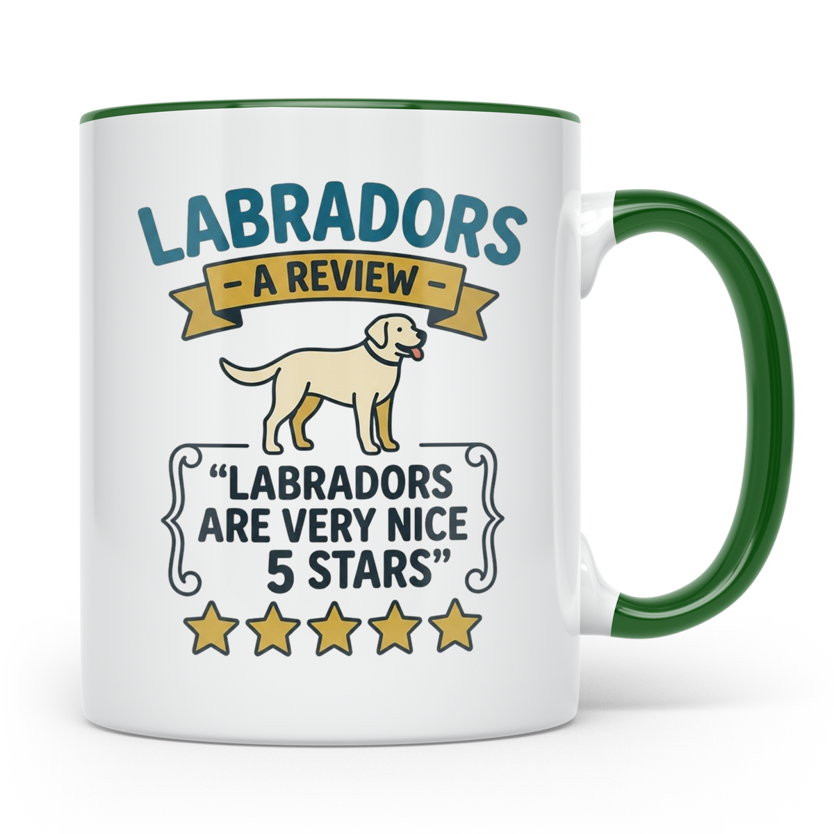 Labrador Tasse 5 Sterne Bewertung, lustiger Spruch für Hunde – Grün [farbe:grün]