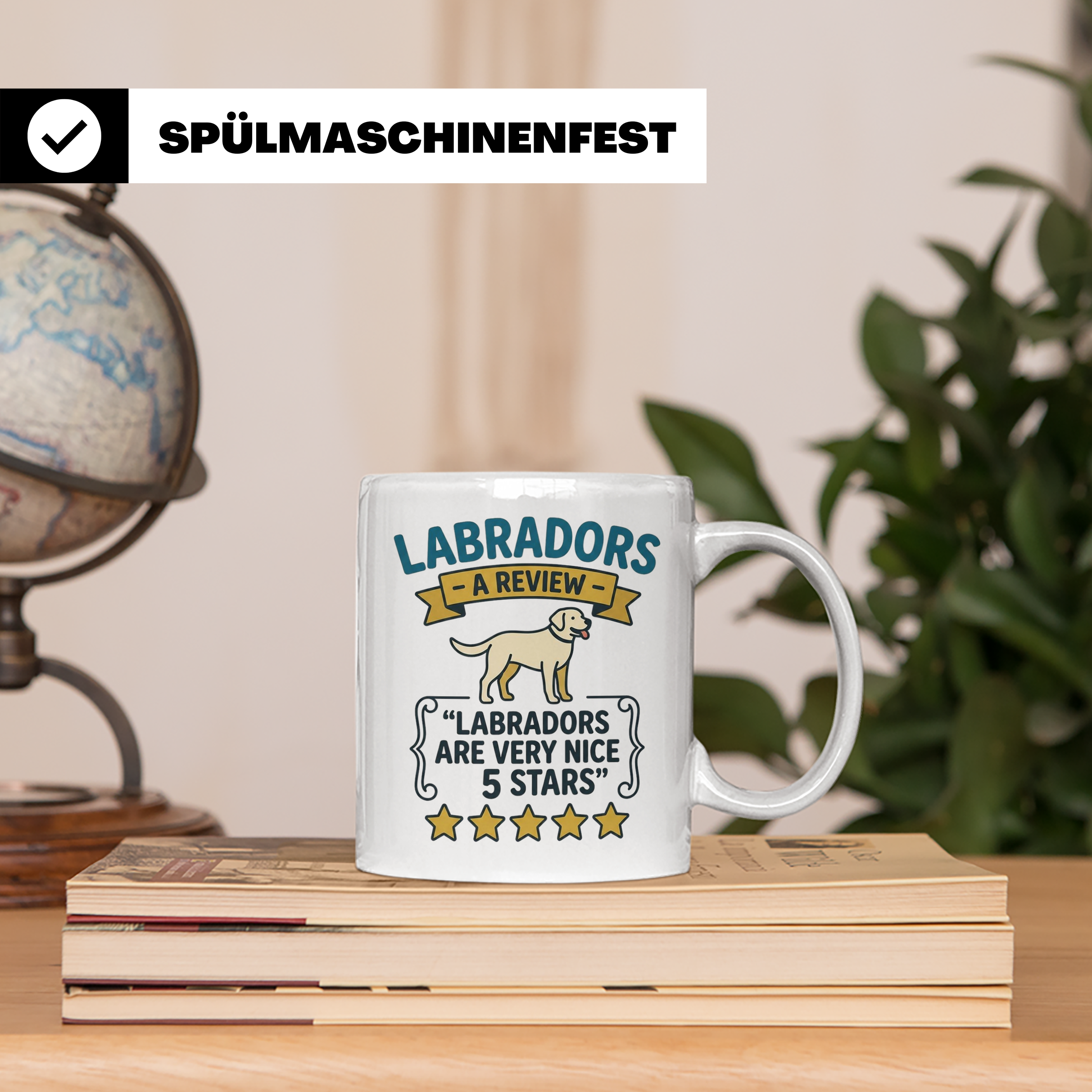 Labrador Tasse 5 Sterne Bewertung, lustiger Spruch für Hunde – Weiß [farbe:weiß]