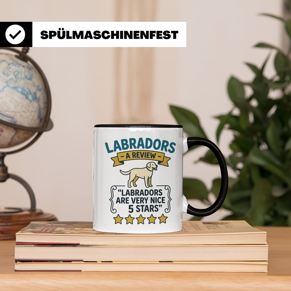 Labrador Tasse 5 Sterne Bewertung, lustiger Spruch für Hunde – Schwarz [farbe:schwarz]