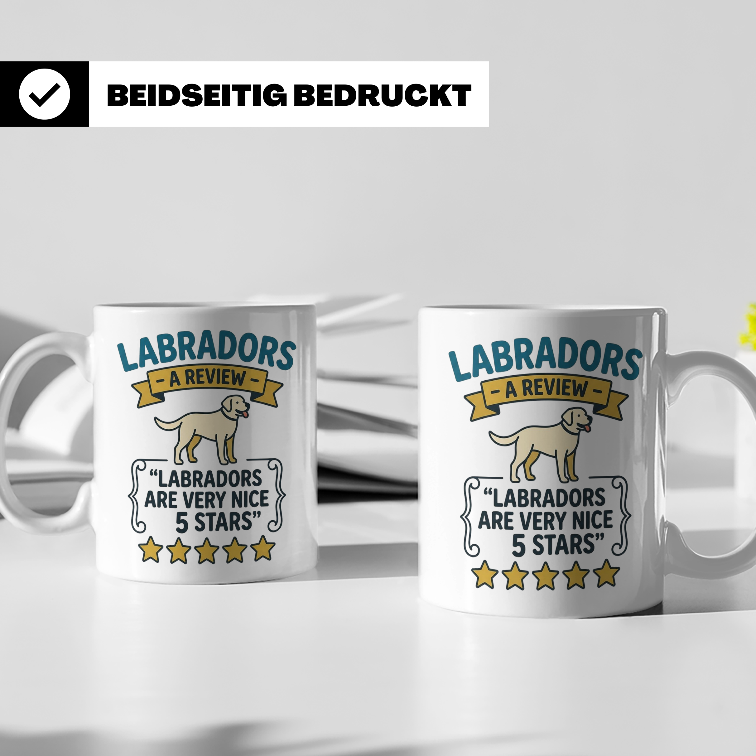 Labrador Tasse 5 Sterne Bewertung, lustiger Spruch für Hunde – Weiß [farbe:weiß]