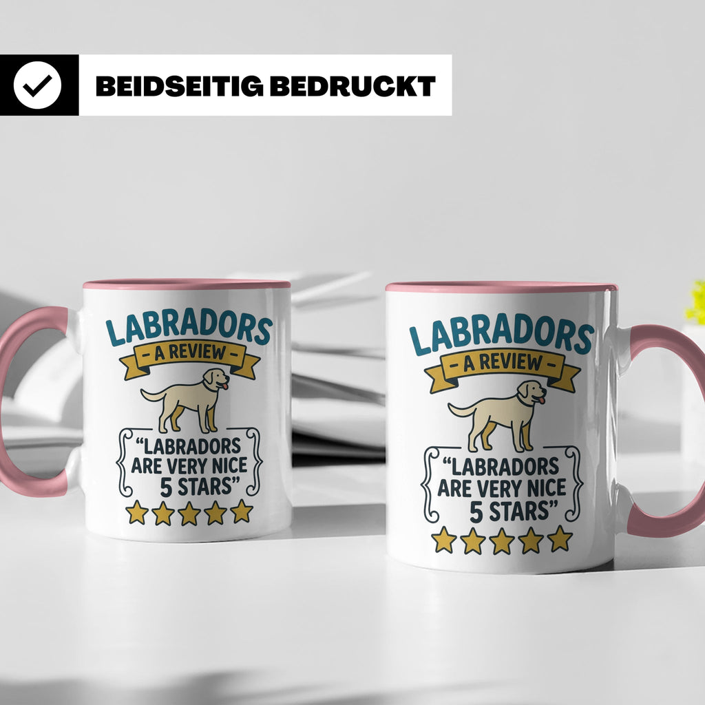 Labrador Tasse 5 Sterne Bewertung, lustiger Spruch für Hunde – Rosa [farbe:rosa]