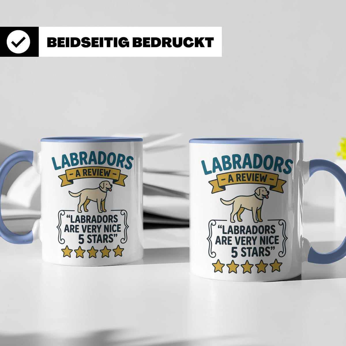 Labrador Tasse 5 Sterne Bewertung, lustiger Spruch für Hunde – Blau [farbe:blau]