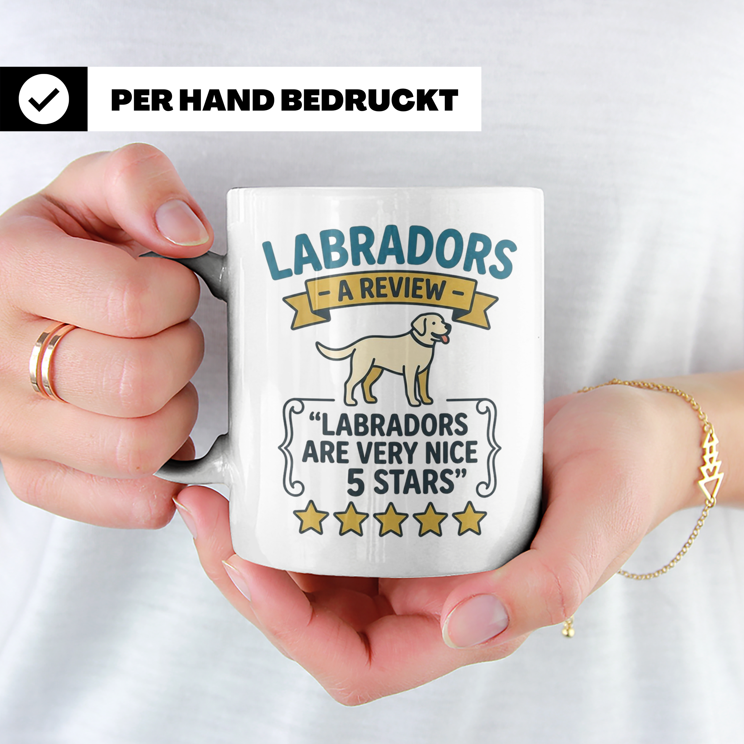 Labrador Tasse 5 Sterne Bewertung, lustiger Spruch für Hunde – Weiß [farbe:weiß]