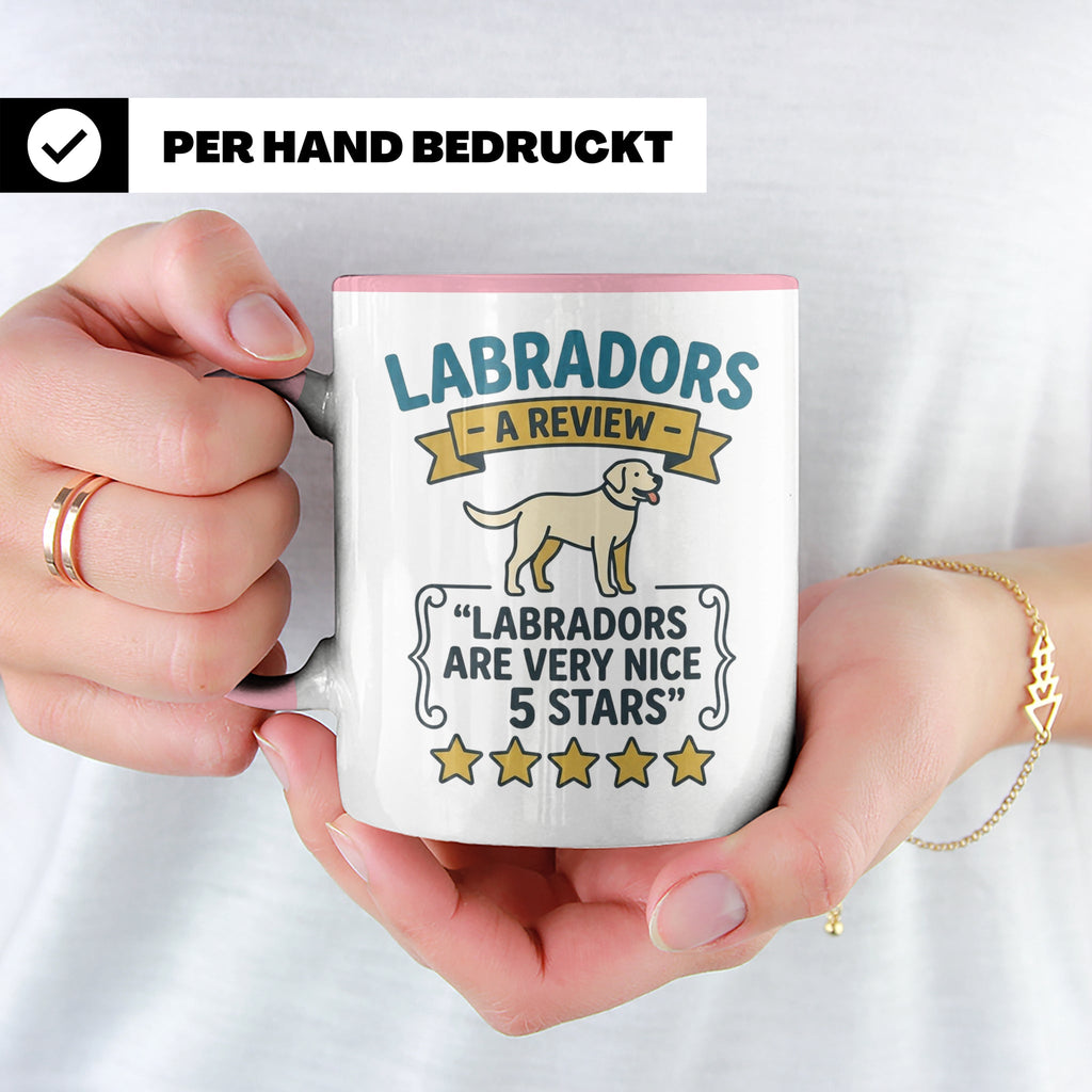 Labrador Tasse 5 Sterne Bewertung, lustiger Spruch für Hunde – Rosa [farbe:rosa]