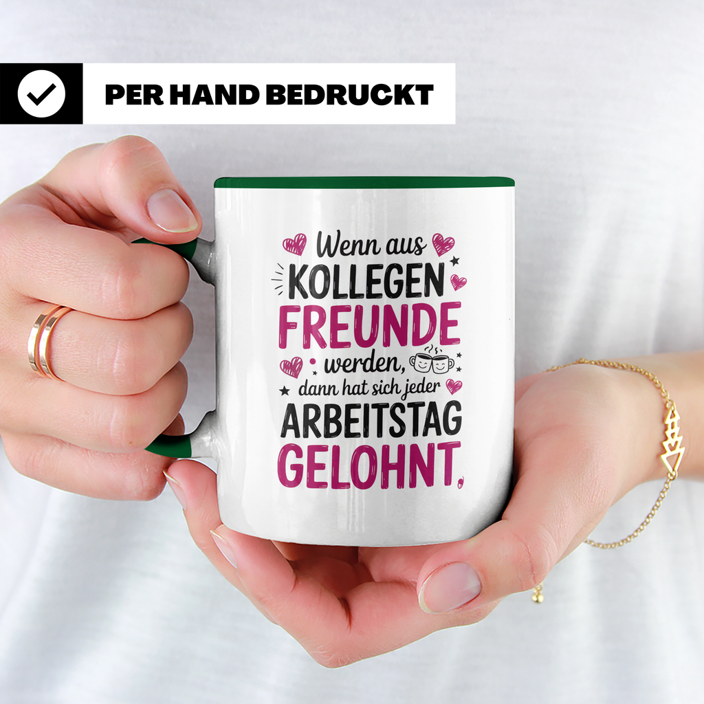 Kollegen Tasse mit Spruch: Wenn aus Kollegen Freunde werden, Arbeitskollegin, Jobwechsel Geschenkidee, Büro Kollegenabschied