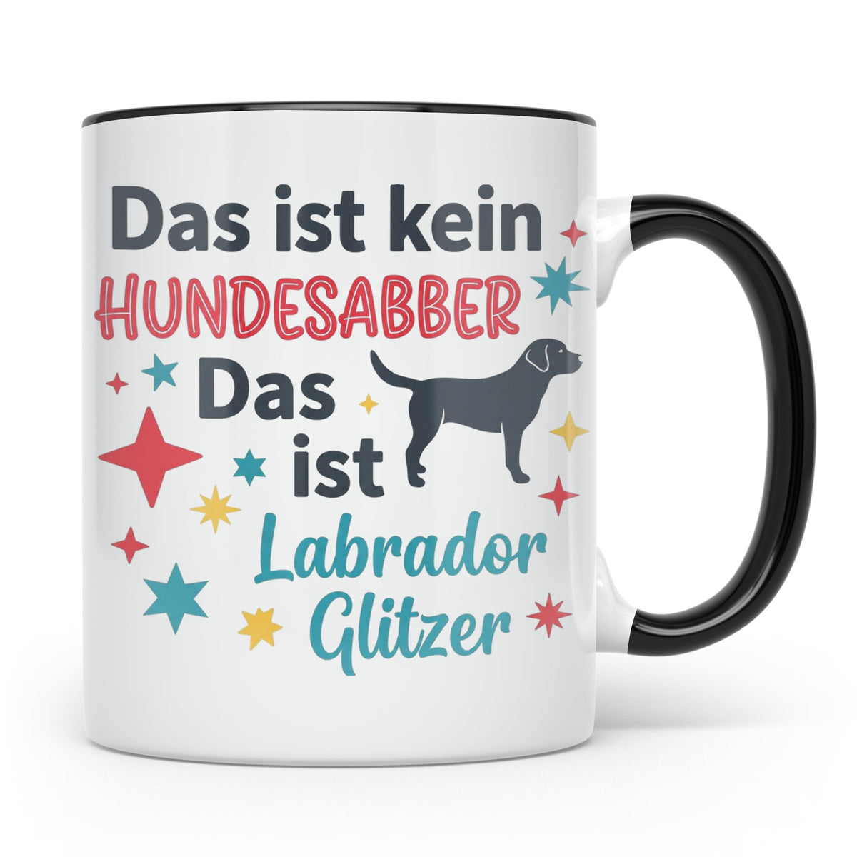Labrador Tasse mit Spruch Hundesabber ist Labrador Glitzer.  – Schwarz [farbe:schwarz]