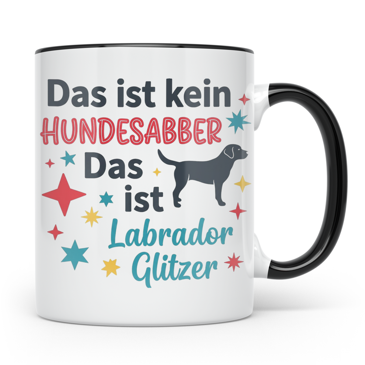 Labrador Tasse mit Spruch Hundesabber ist Labrador Glitzer.  – Schwarz [farbe:schwarz]