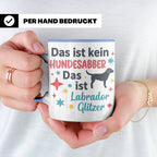 Labrador Tasse mit Spruch Hundesabber ist Labrador Glitzer.  – Blau [farbe:blau]