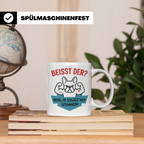 Französische Bulldogge Tasse mit Spruch Beisst der? Nein er  – Weiß [farbe:weiß]