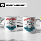 Französische Bulldogge Tasse mit Spruch Beisst der? Nein er  – Weiß [farbe:weiß]