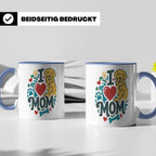 Golden Retriever Tasse für Hundemama, I Love Mom Spruch, Ges – Blau [farbe:blau]