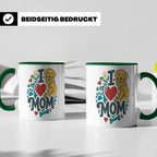 Golden Retriever Tasse für Hundemama, I Love Mom Spruch, Ges – Grün [farbe:grün]