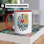 Golden Retriever Tasse für Hundemama, I Love Mom Spruch, Ges – Rot [farbe:rot]