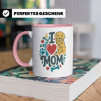 Golden Retriever Tasse für Hundemama, I Love Mom Spruch, Ges – Rosa [farbe:rosa]