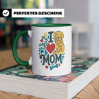 Golden Retriever Tasse für Hundemama, I Love Mom Spruch, Ges – Grün [farbe:grün]