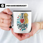 Golden Retriever Tasse für Hundemama, I Love Mom Spruch, Ges – Schwarz [farbe:schwarz]