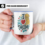 Golden Retriever Tasse für Hundemama, I Love Mom Spruch, Ges – Blau [farbe:blau]