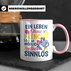 Frenchie Tasse mit Spruch Leben ohne Frenchie sinnlos, Gesch – Rosa [farbe:rosa]