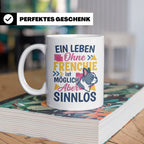 Frenchie Tasse mit Spruch Leben ohne Frenchie sinnlos, Gesch – Weiß [farbe:weiß]