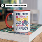 Frenchie Tasse mit Spruch Leben ohne Frenchie sinnlos, Gesch – Rot [farbe:rot]