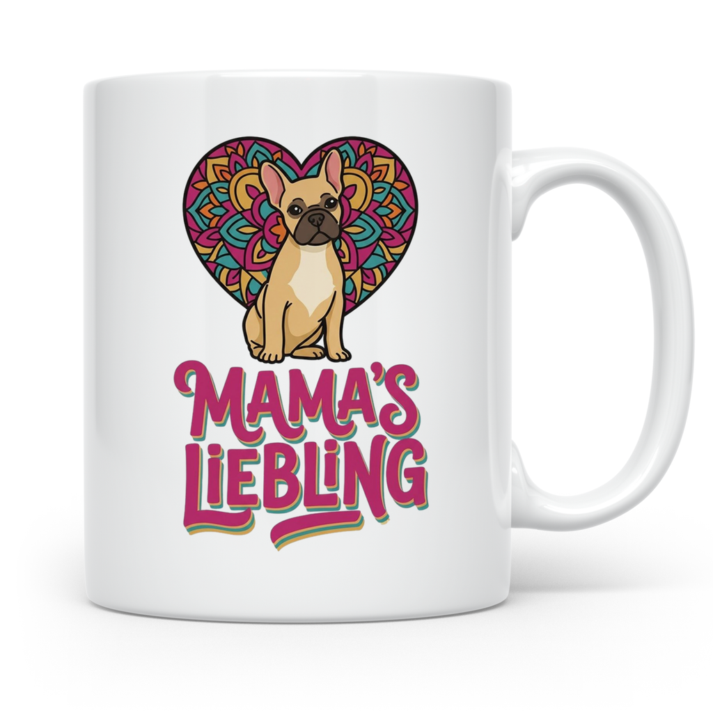 Französische Bulldogge Tasse mit Spruch Mama's Liebling, Fre – Weiß [farbe:weiß]