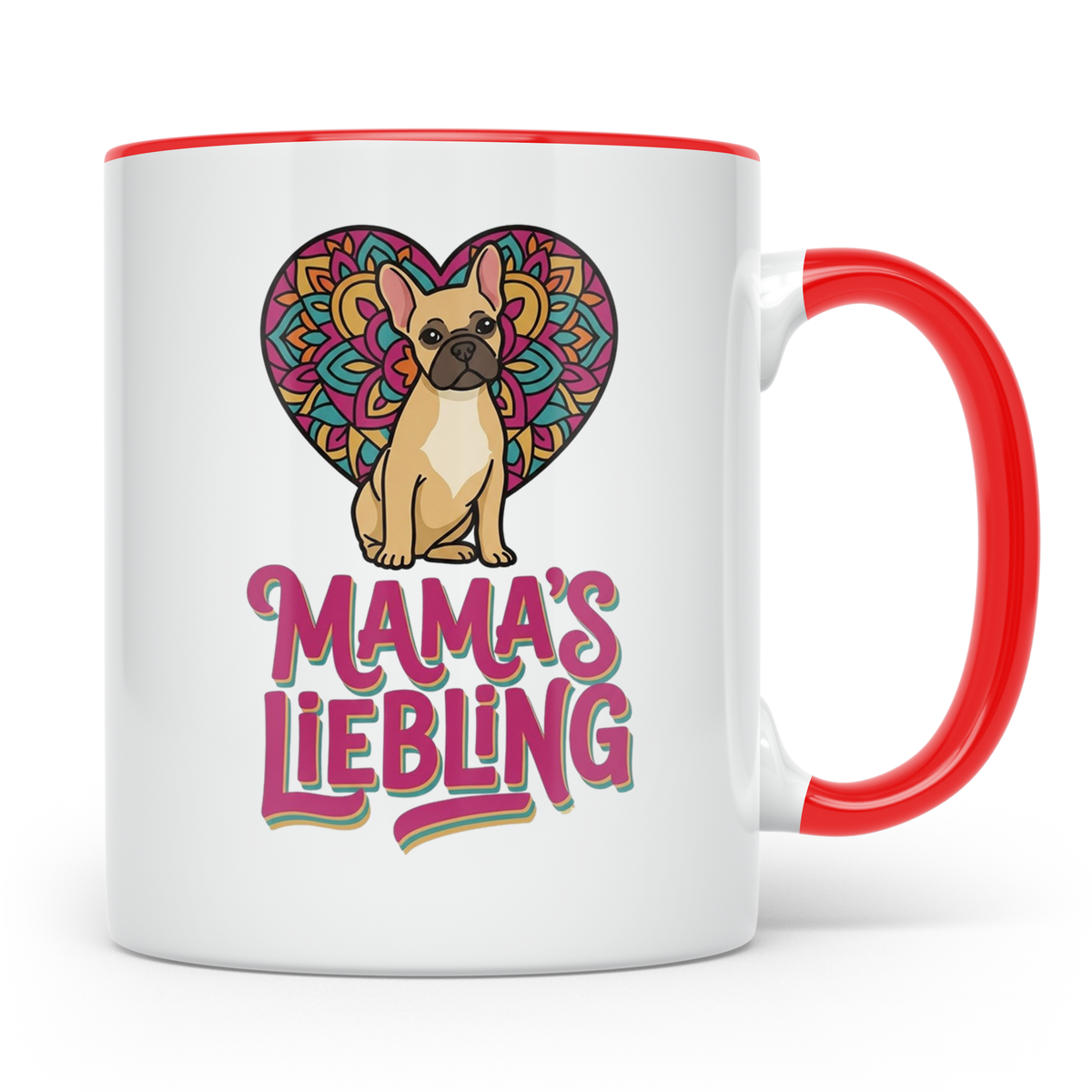 Französische Bulldogge Tasse mit Spruch Mama's Liebling, Fre – Rot [farbe:rot]