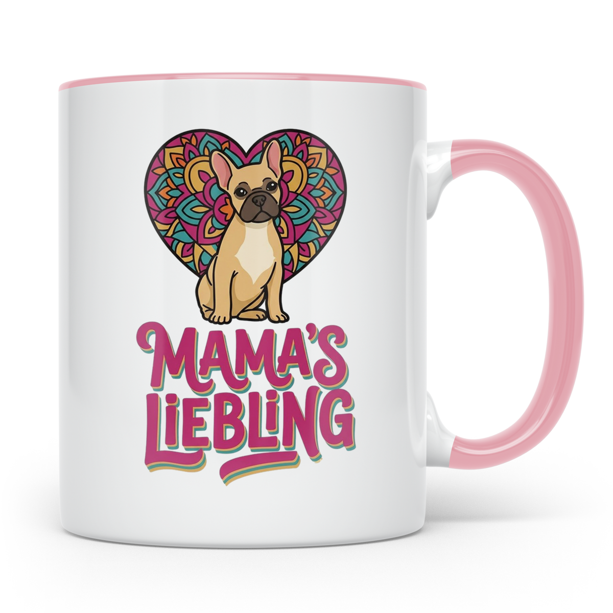 Französische Bulldogge Tasse mit Spruch Mama's Liebling, Fre – Rosa [farbe:rosa]