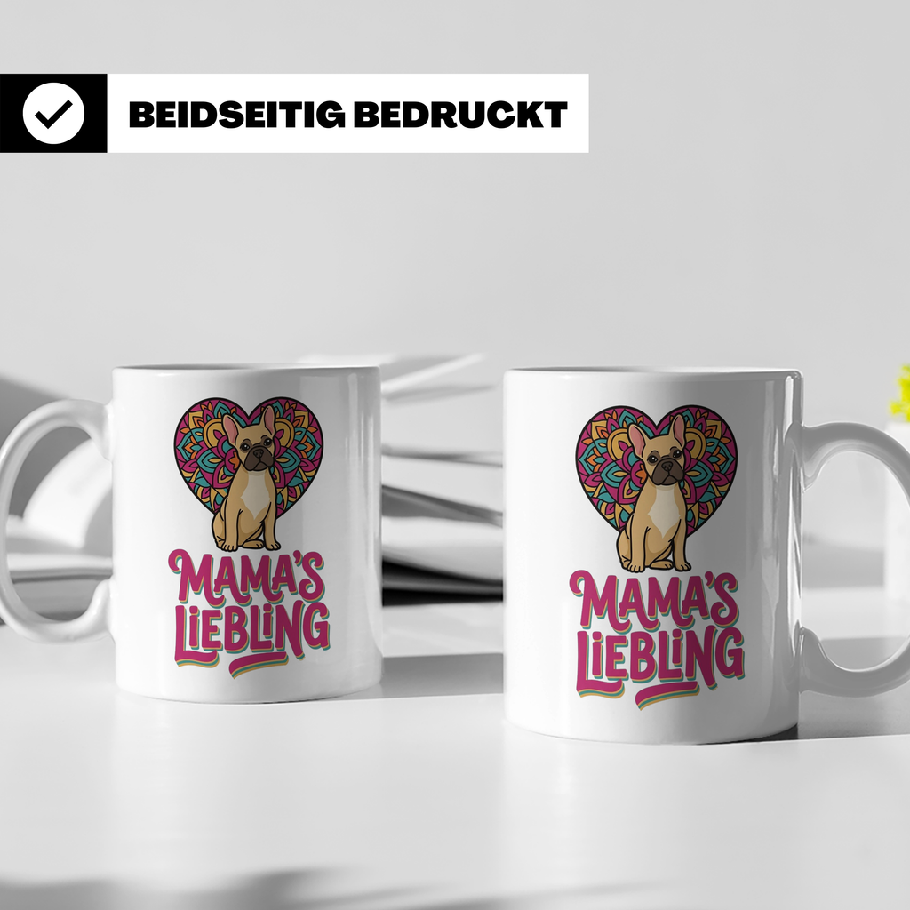 Französische Bulldogge Tasse mit Spruch Mama's Liebling, Fre – Weiß [farbe:weiß]