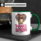 Französische Bulldogge Tasse mit Spruch Mama's Liebling, Fre – Grün [farbe:grün]
