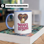 Französische Bulldogge Tasse mit Spruch Mama's Liebling, Fre – Blau [farbe:blau]