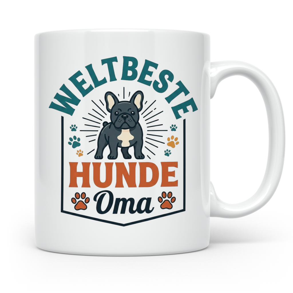 Weltbeste Hunde Oma Tasse mit Französischer Bulldogge Motiv, – Weiß [farbe:weiß]