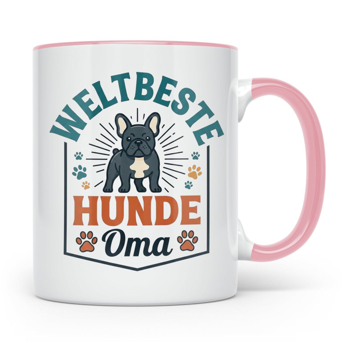 Weltbeste Hunde Oma Tasse mit Französischer Bulldogge Motiv, – Rosa [farbe:rosa]