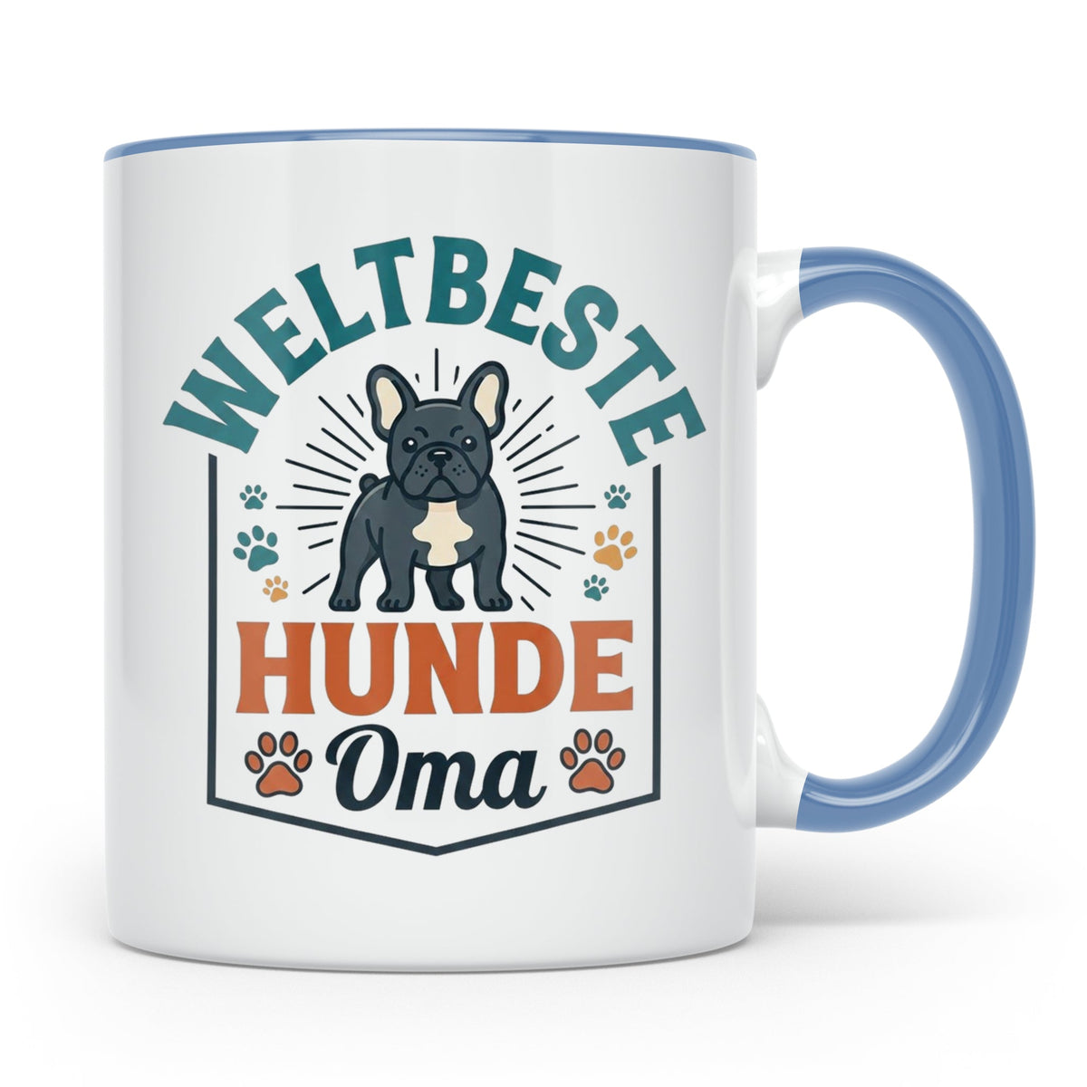 Weltbeste Hunde Oma Tasse mit Französischer Bulldogge Motiv, – Blau [farbe:blau]