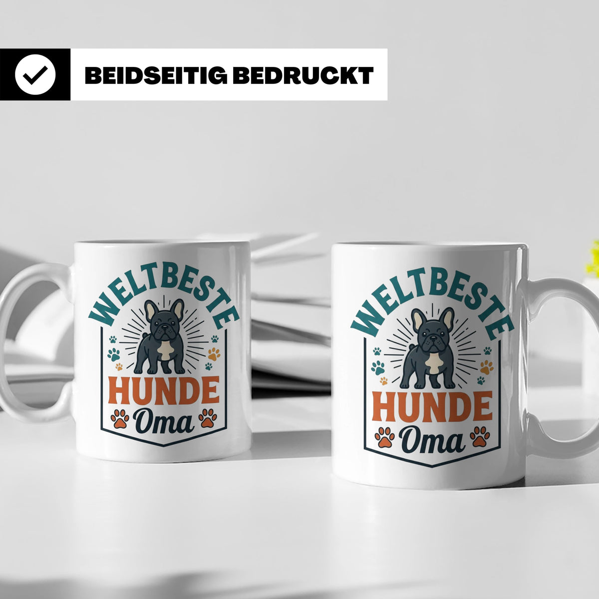 Weltbeste Hunde Oma Tasse mit Französischer Bulldogge Motiv, – Weiß [farbe:weiß]