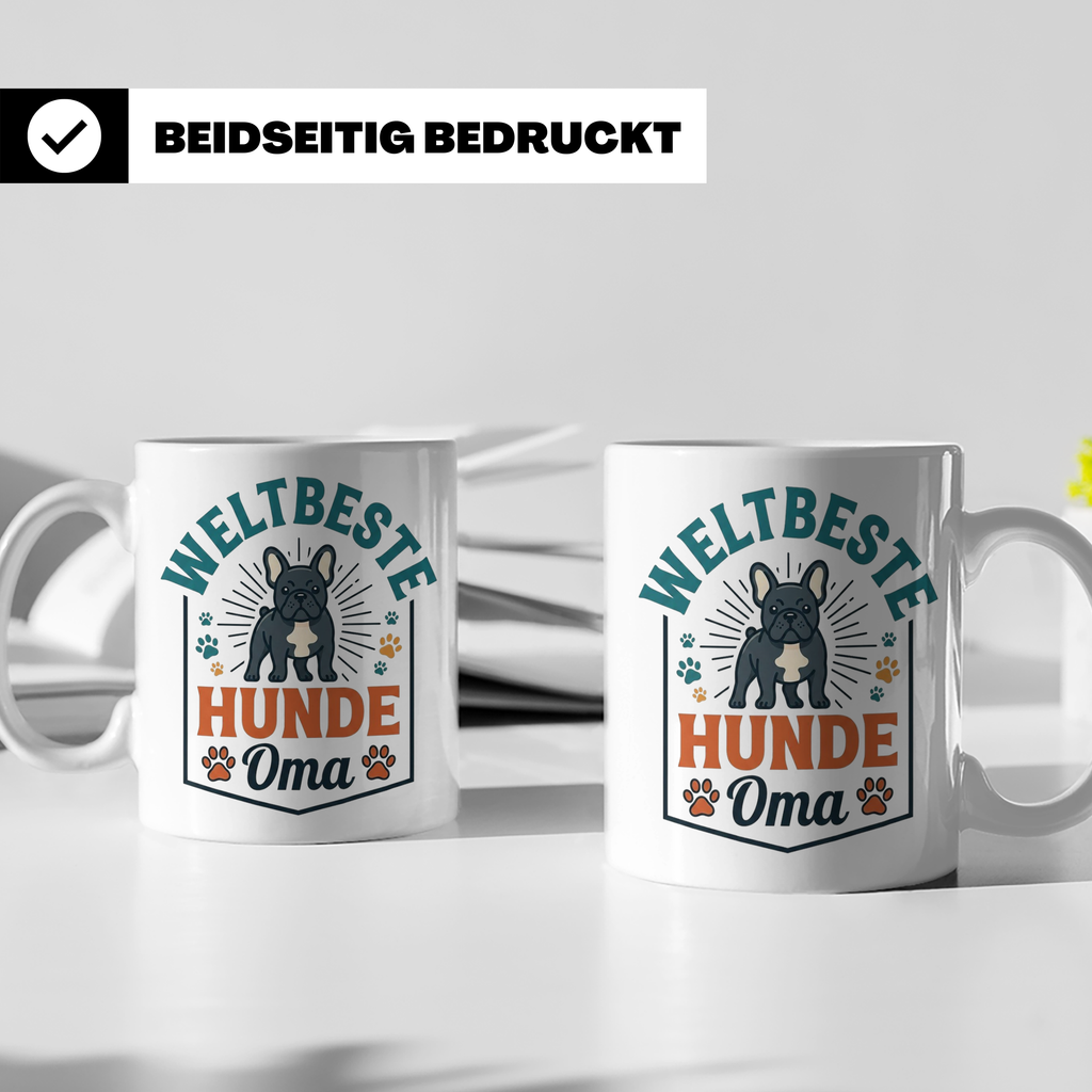 Weltbeste Hunde Oma Tasse mit Französischer Bulldogge Motiv, – Weiß [farbe:weiß]