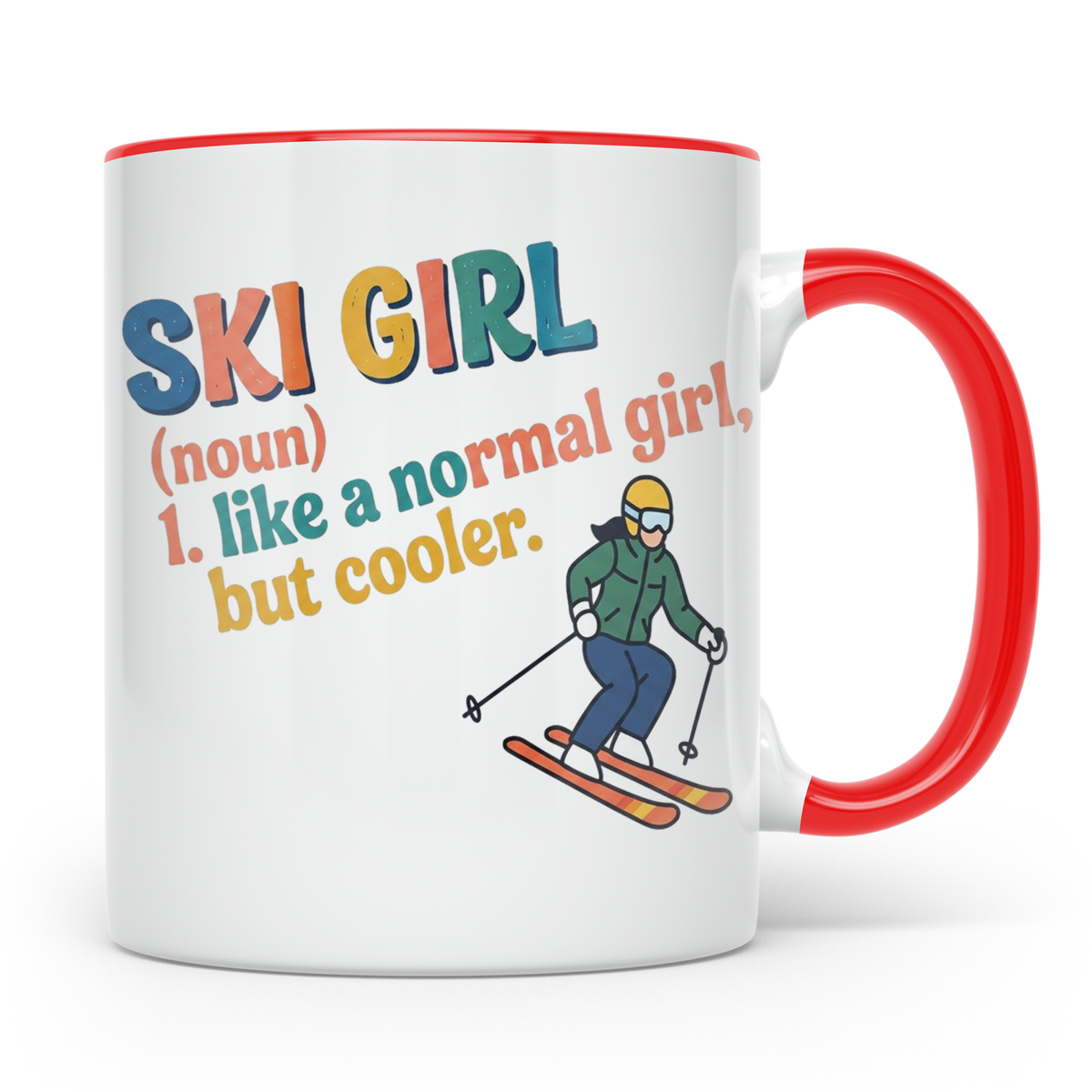 Ski Girl Tasse lustig, Definition Skifahrerin Kaffeebecher,  – Rot [farbe:rot]