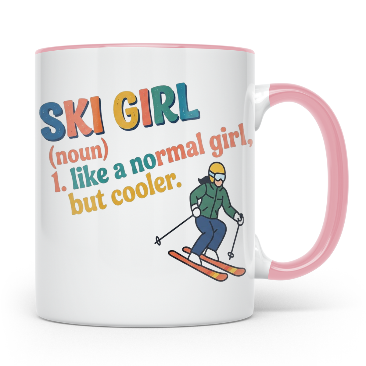 Ski Girl Tasse lustig, Definition Skifahrerin Kaffeebecher,  – Rosa [farbe:rosa]