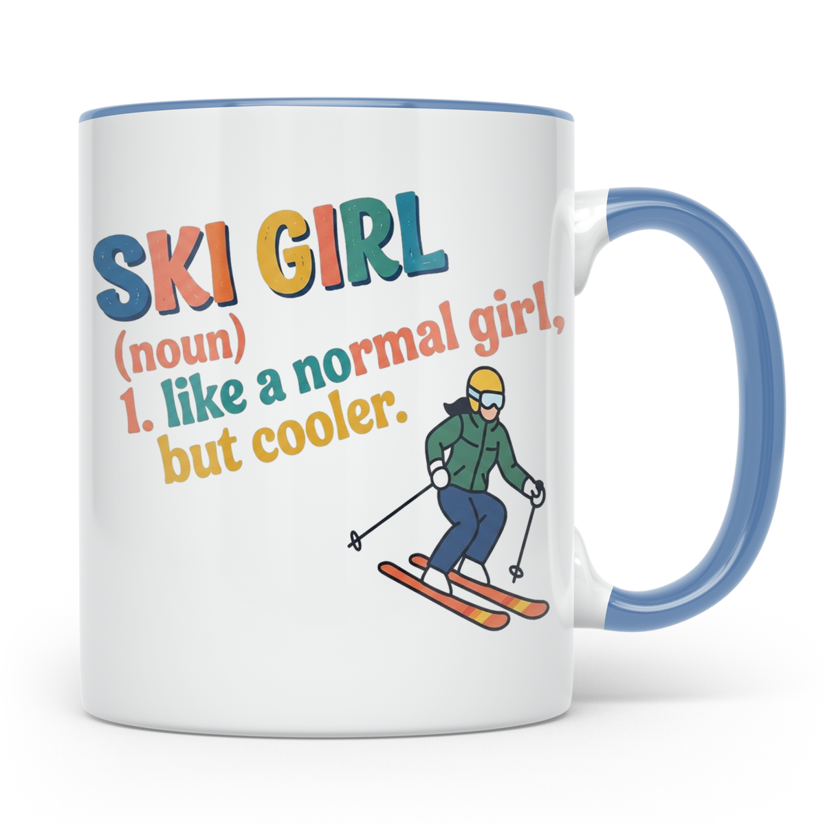 Ski Girl Tasse lustig, Definition Skifahrerin Kaffeebecher,  – Blau [farbe:blau]