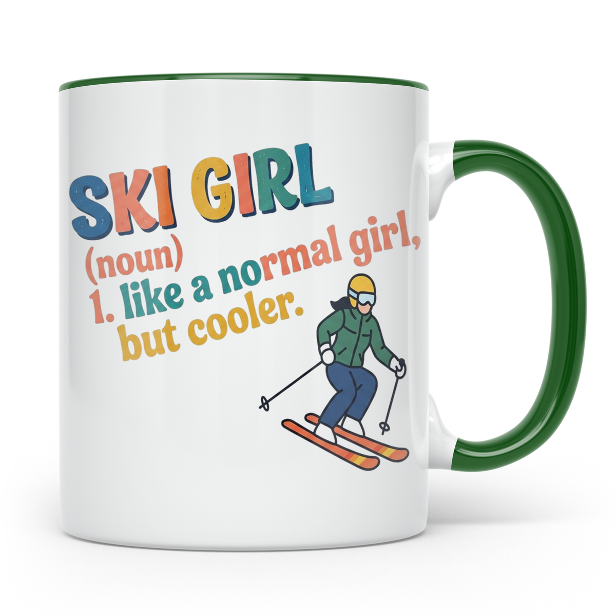 Ski Girl Tasse lustig, Definition Skifahrerin Kaffeebecher,  – Grün [farbe:grün]