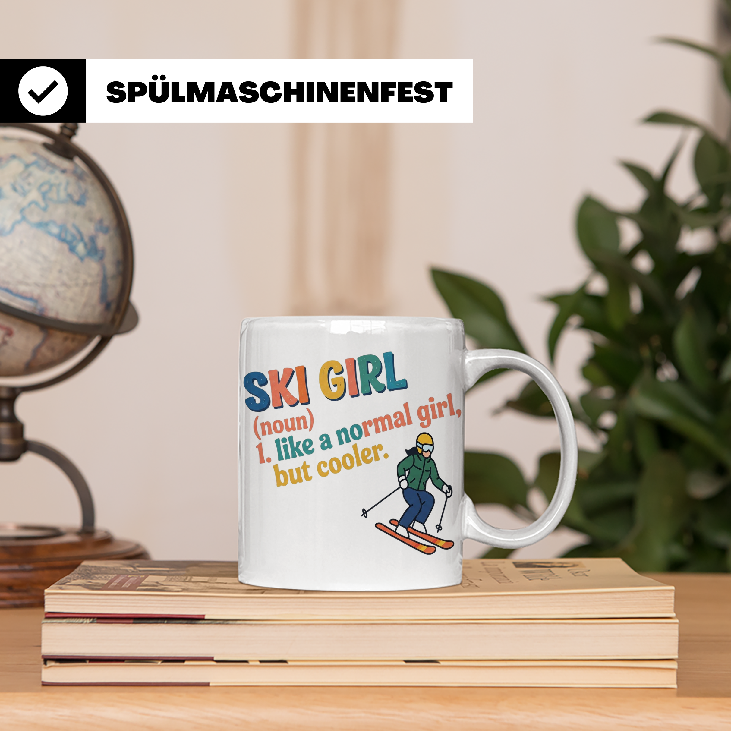 Ski Girl Tasse lustig, Definition Skifahrerin Kaffeebecher,  – Weiß [farbe:weiß]