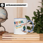 Ski Girl Tasse lustig, Definition Skifahrerin Kaffeebecher,  – Blau [farbe:blau]