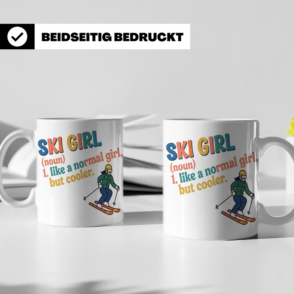 Ski Girl Tasse lustig, Definition Skifahrerin Kaffeebecher,  – Weiß [farbe:weiß]