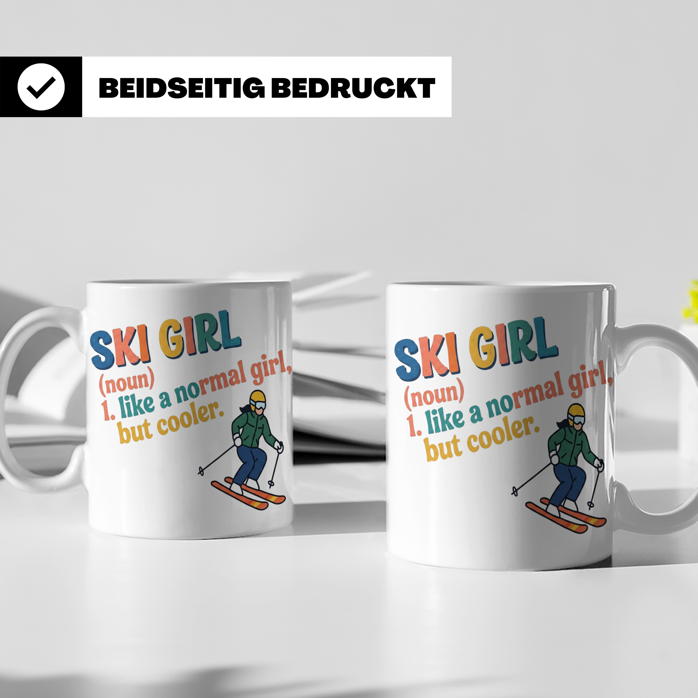 Ski Girl Tasse lustig, Definition Skifahrerin Kaffeebecher,  – Weiß [farbe:weiß]