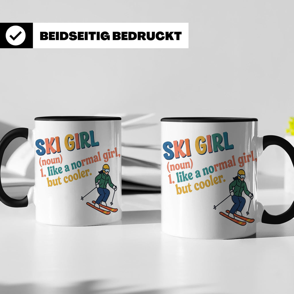 Ski Girl Tasse lustig, Definition Skifahrerin Kaffeebecher,  – Schwarz [farbe:schwarz]