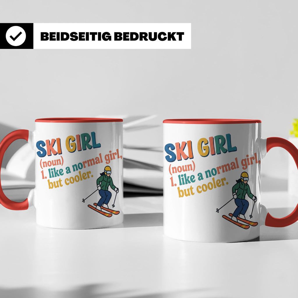 Ski Girl Tasse lustig, Definition Skifahrerin Kaffeebecher,  – Rot [farbe:rot]